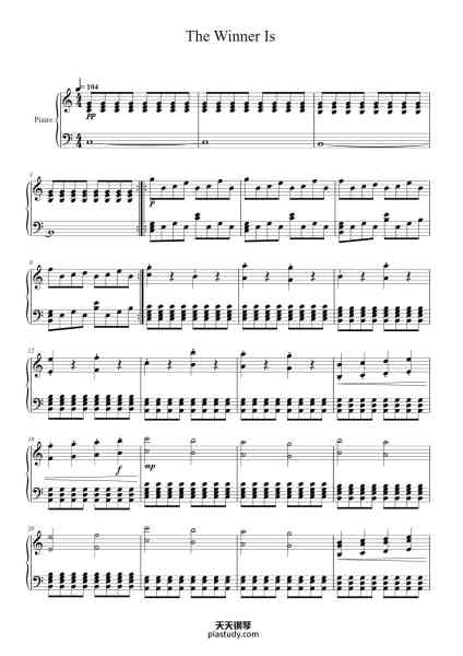 “The Winner Is”钢琴谱-DeVotchKa
Mychael Danna-免费下载-天天钢琴