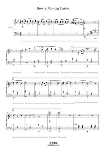 “Howl's Moving Castle Theme”钢琴谱-Joe Hisaishi-免费下载-天天钢琴