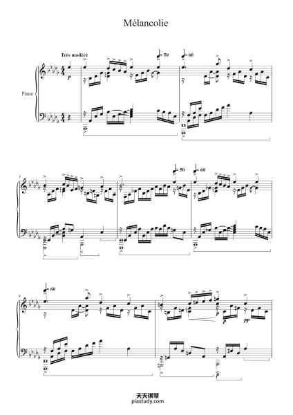 “Mélancolie for Piano”钢琴谱-Francis Poulenc-免费下载-天天钢琴