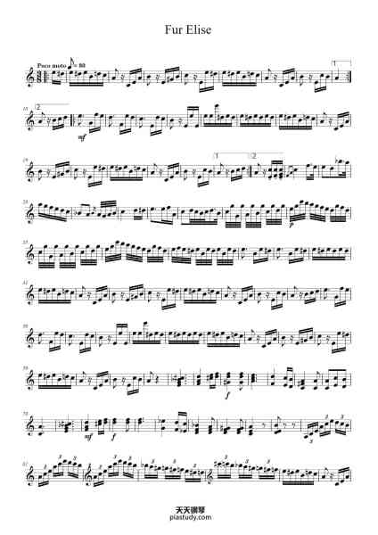 “Bagatelle No. 25 in A Minor, WoO 59 "Für Elise"”钢琴谱-Beethoven-免费下载-天天钢琴