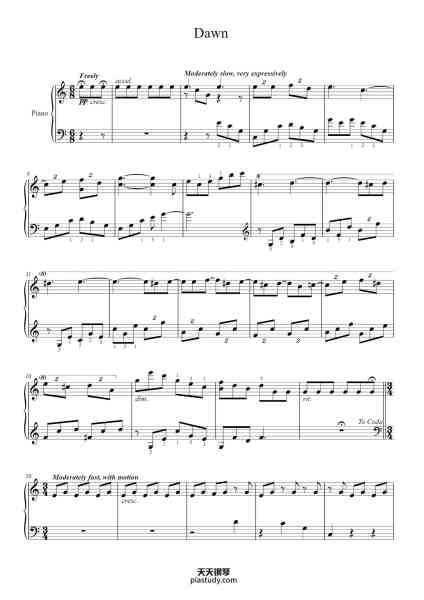 “Dawn”钢琴谱-Kylecroft Galeck-免费下载-天天钢琴