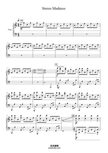 “Stereo Madness”钢琴谱-Original byFOREVERBOUND Arranged byAIDAN CARON-免费下载-天天钢琴