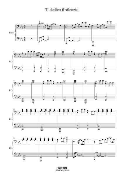 “Ti dedico il silenzio”钢琴谱-Trascrizione di Emiliano Porello-免费下载-天天钢琴