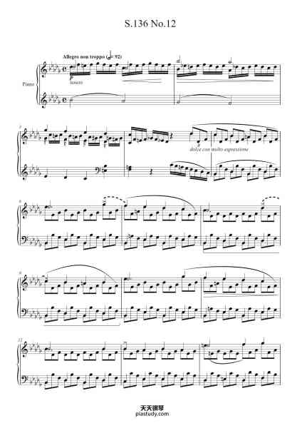 “Études d'exécution transcendante, S.139: No. 12 in B-flat Minor, "Chasse-Neige"”钢琴谱-Franz Liszt-免费下载-天天钢琴