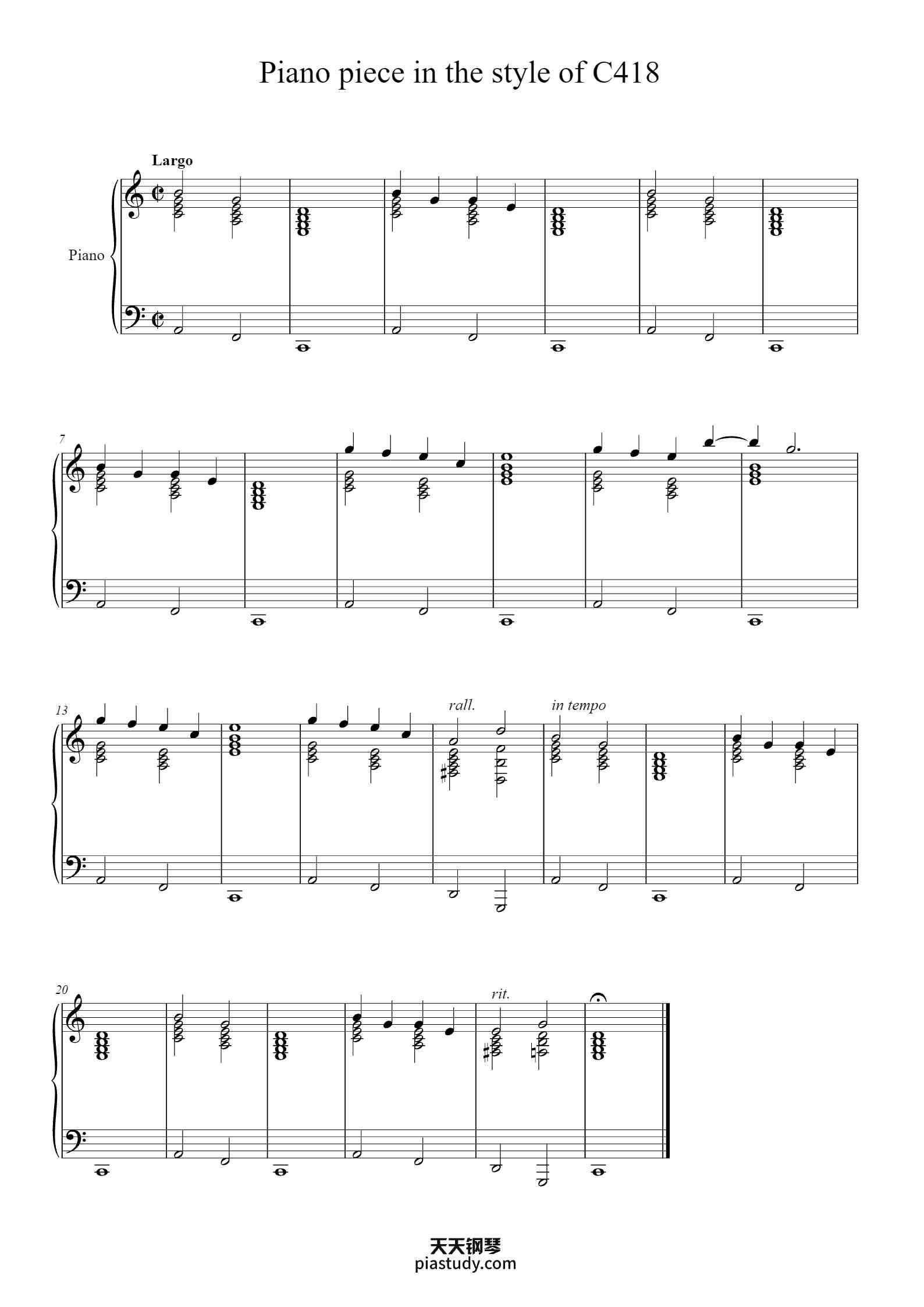 Piano piece in the style of C418钢琴谱 - Pagdre Rhyslett - free piano ...