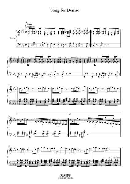 “Song for Denise”钢琴谱-Arr. Farbod Zandinia-免费下载-天天钢琴