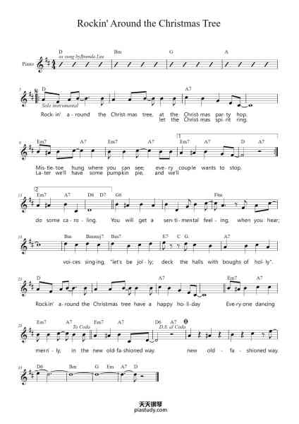 “Rockin' Around the Christmas Tree”钢琴谱-Brenda Lee-免费下载-天天钢琴