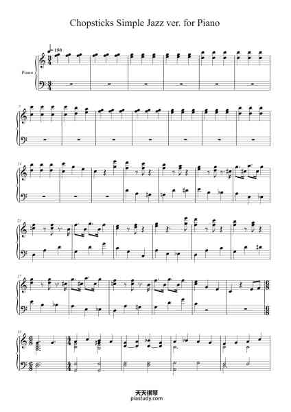 “Chopsticks Simple Jazz ver. for Piano”钢琴谱-Kim Kwang Min-免费下载-天天钢琴