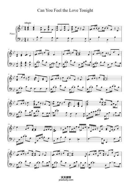 “Can You Feel the Love Tonight”钢琴谱-Elton John-免费下载-天天钢琴