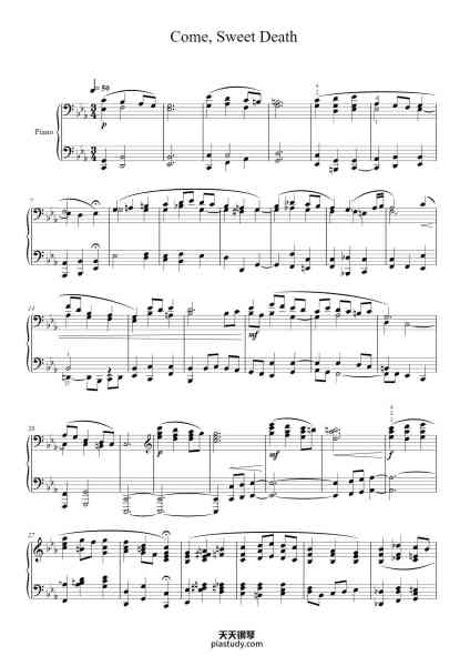 “Come, Sweet Death, BWV 478”钢琴谱-J S Bach-免费下载-天天钢琴