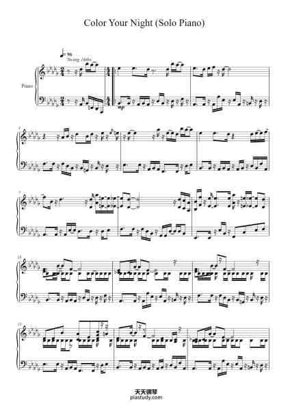 “Color Your Night (Solo Piano)”钢琴谱-Atsushi Kitajoh-免费下载-天天钢琴
