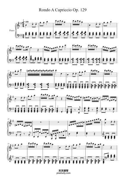 “Rondo a Capriccio in G Major, Op. 129 "Rage Over a Lost Penny"”钢琴谱-Ludwig van Beethoven-免费下载-天天钢琴