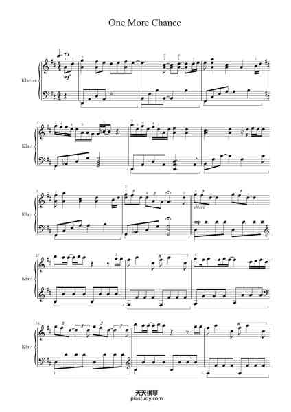 “One More Chance”钢琴谱-Doukell Hornrine-免费下载-天天钢琴