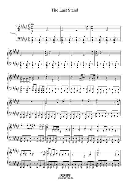 “The Last Stand”钢琴谱-Alickrett-免费下载-天天钢琴
