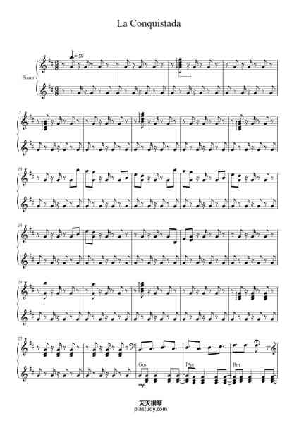 “La Conquistada”钢琴谱-Claudio Parra-免费下载-天天钢琴