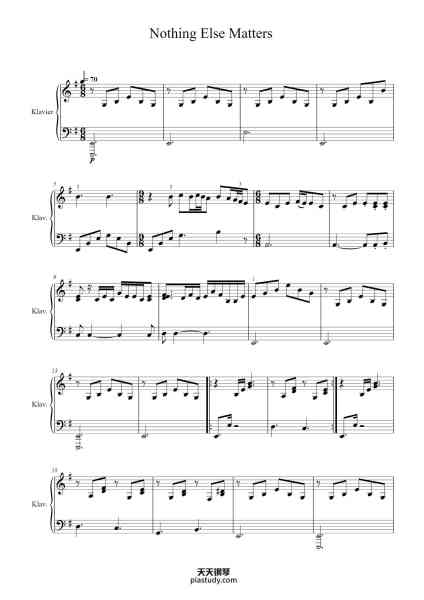 “Nothing Else Matters”钢琴谱-Metallica-免费下载-天天钢琴
