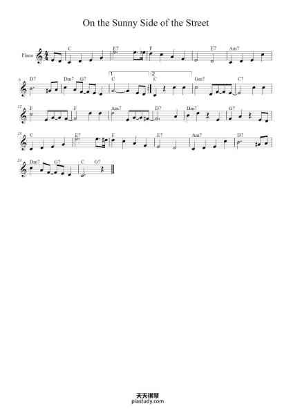 “On the Sunny Side of the Street”钢琴谱-Louis Armstrong-免费下载-天天钢琴