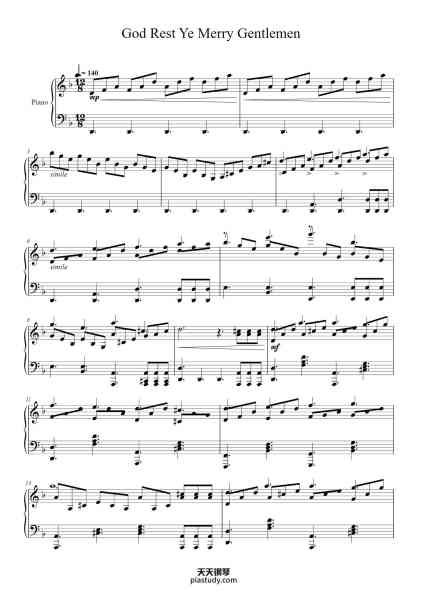 “God Rest Ye Merry Gentlemen”钢琴谱-Tesslass-免费下载-天天钢琴