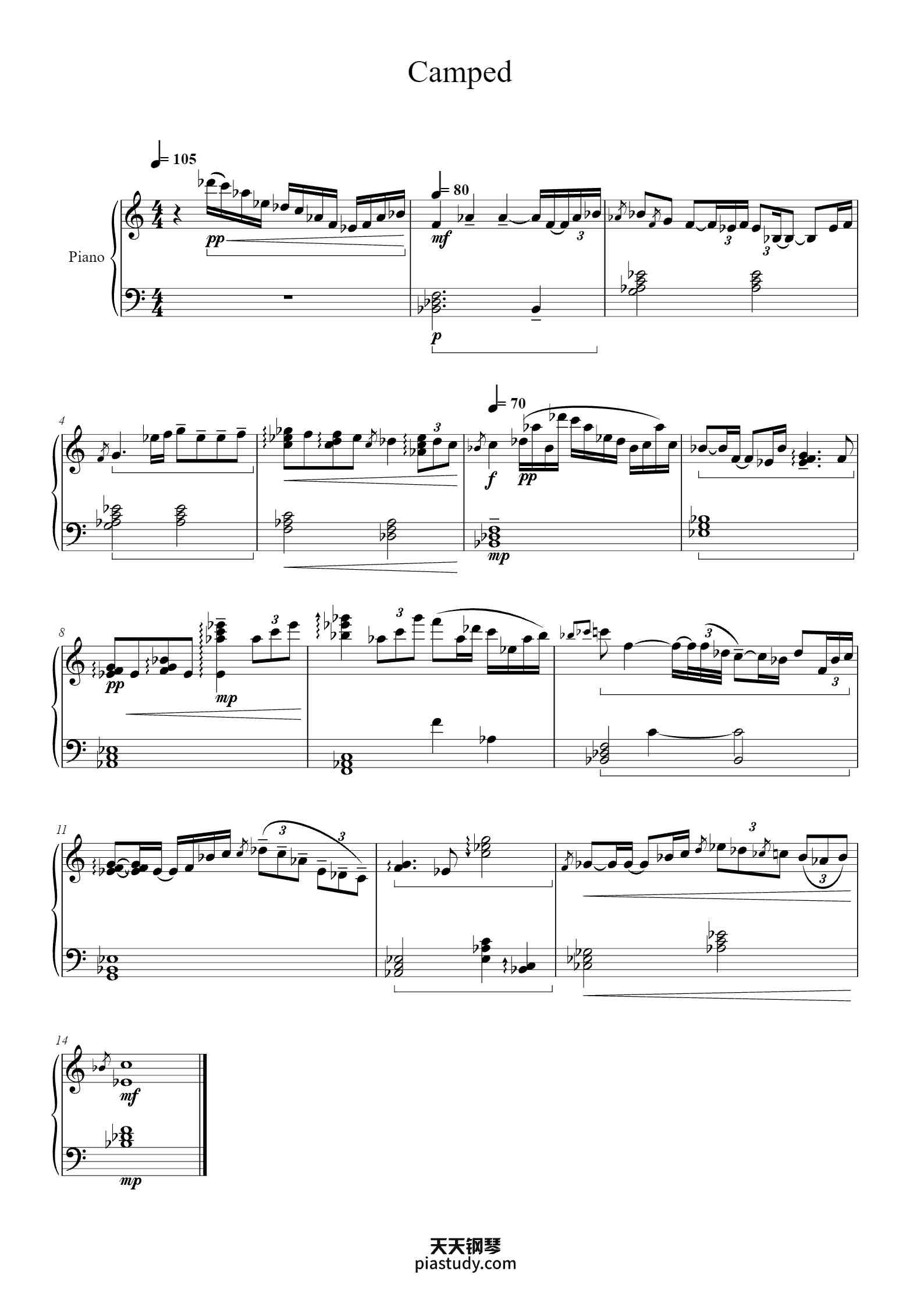 'Camped' - Piano Sheet Music By Rini | TOPiano