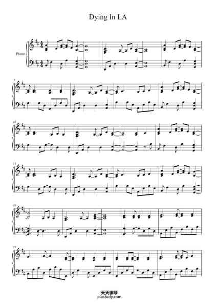 “Dying In LA”钢琴谱-Panic! At The Disco-免费下载-天天钢琴