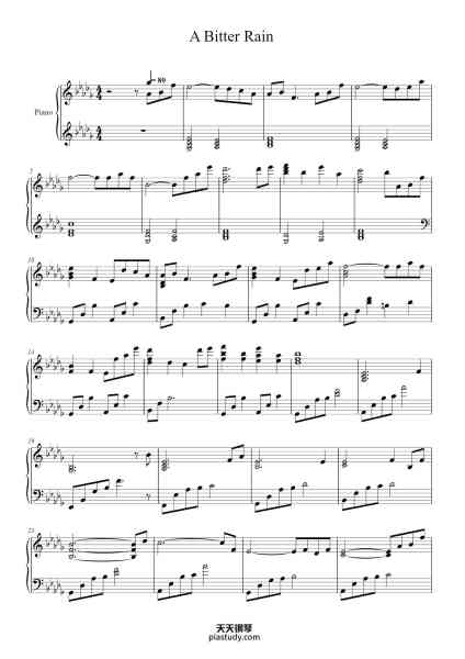 “A Bitter Rain”钢琴谱-BigRicePiano
-免费下载-天天钢琴