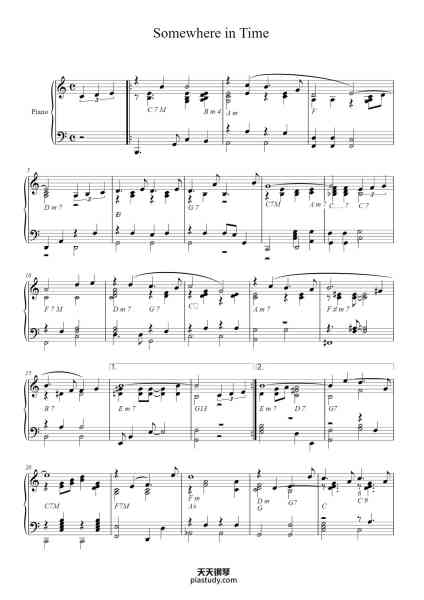 “Somewhere in Time”钢琴谱-John Ba-免费下载-天天钢琴