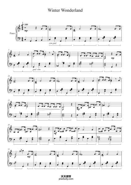 “Winter Wonderland”钢琴谱-Felix Bernard-免费下载-天天钢琴