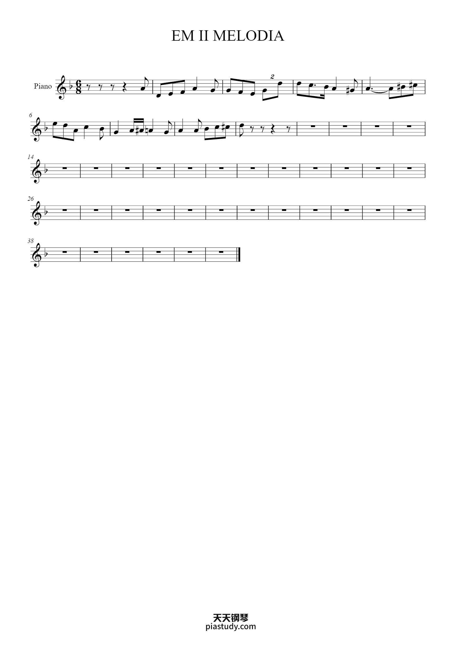 EM II MELODIA钢琴谱 - juliacamacho - free piano sheet music - PiaNoproblem