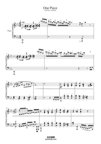 “One Piece”钢琴谱-Arranged by Joris Van Rheden-免费下载-天天钢琴