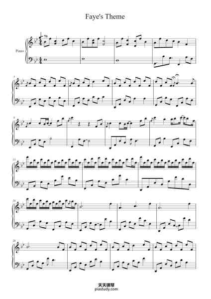 “Faye's Theme”钢琴谱-Kan R. Gao-免费下载-天天钢琴