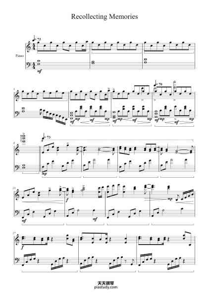 “Recollecting Memories”钢琴谱-Asteria Transcribed by Andrew Ly-免费下载-天天钢琴