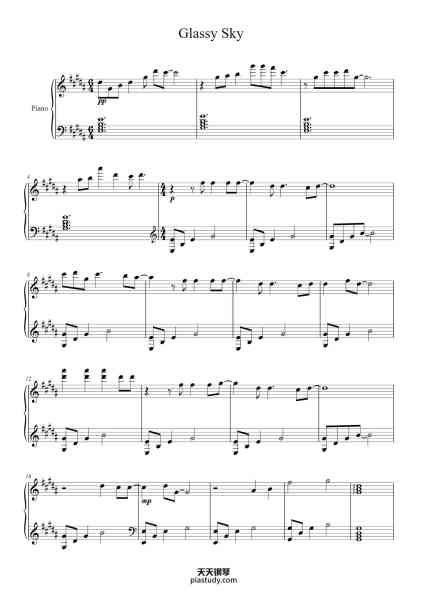 “Glassy Sky”钢琴谱-Donna Burke-免费下载-天天钢琴