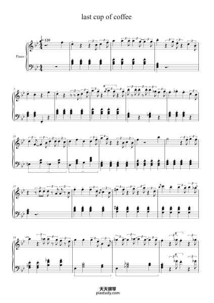 “last cup of coffee”钢琴谱-transcribed by pianobento
-免费下载-天天钢琴