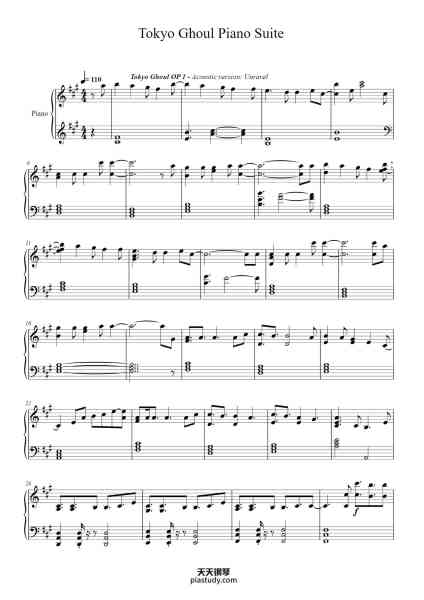 “Tokyo Ghoul Piano Suite”钢琴谱-Claudewy Jefbia-免费下载-天天钢琴