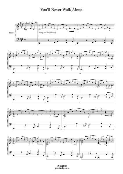 “You'll Never Walk Alone”钢琴谱-Written by RICHARD RODGERS
 and OSCAR HAMMERSTEIN II-免费下载-天天钢琴