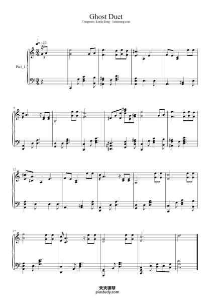 “Ghost Duet”钢琴谱-Arranger : S.M.Cho - https://youtu.be/Tm73xgjc95A-免费下载-天天钢琴