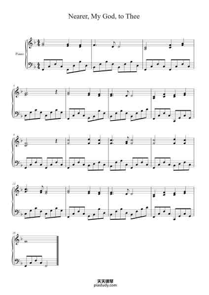 “Nearer, My God, to Thee”钢琴谱-Sarah Flower Adams-免费下载-天天钢琴
