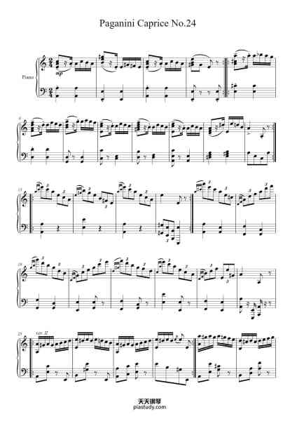 “Caprice No. 24 in A Minor, Op. 1”钢琴谱-LJH-免费下载-天天钢琴