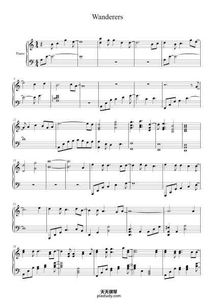 “Wanderers”钢琴谱-Claudewy Jefbia-免费下载-天天钢琴