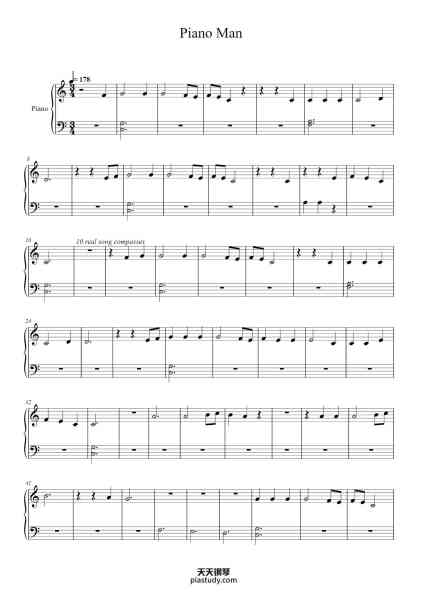 “Piano Man (Easy)”钢琴谱-Billy Joel-免费下载-天天钢琴