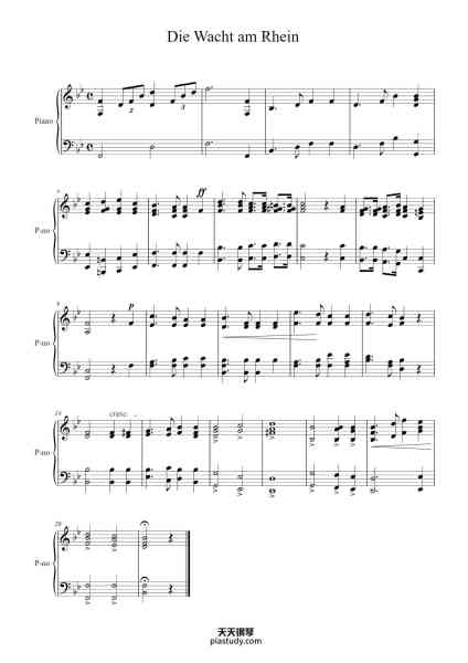“Die Wacht am Rhein”钢琴谱-Karl Wilhelm-免费下载-天天钢琴