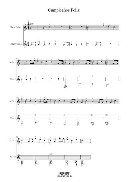 “Cumpleaños Feliz”钢琴谱-Compositor y letras: Randy Newman-免费下载-天天钢琴