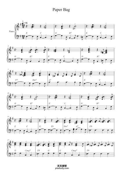 “Paper Bag”钢琴谱-Fiona Apple-免费下载-天天钢琴