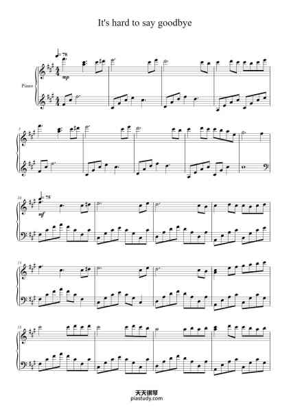“It's hard to say goodbye”钢琴谱-Michael Ortega-免费下载-天天钢琴