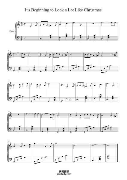 “It's Beginning To Look A Lot Like Christmas”钢琴谱-Meredith Willson-免费下载-天天钢琴
