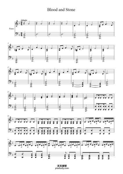 “Blood and Stone”钢琴谱-Transcription by
AnElvenPrincess-免费下载-天天钢琴