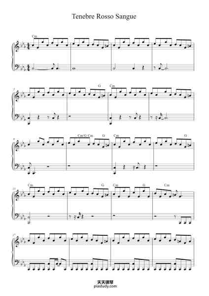 “Tenebre Rosso Sangue”钢琴谱-Keygen Church-免费下载-天天钢琴