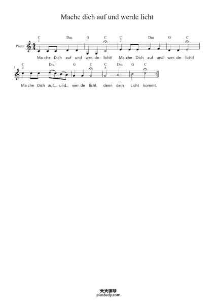 “Mache dich auf und werde licht”钢琴谱-Jesus-Bruderschaft e.V.-免费下载-天天钢琴
