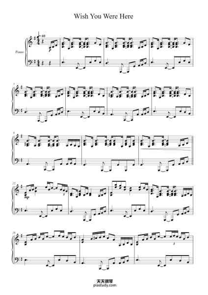 “Wish You Were Here”钢琴谱-Pink Floyd-免费下载-天天钢琴