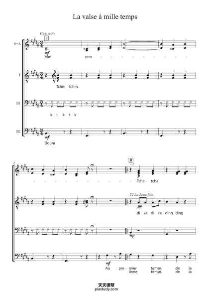 “La valse à mille temps”钢琴谱-J. Brel - Arr. : Ron Runswick-免费下载-天天钢琴